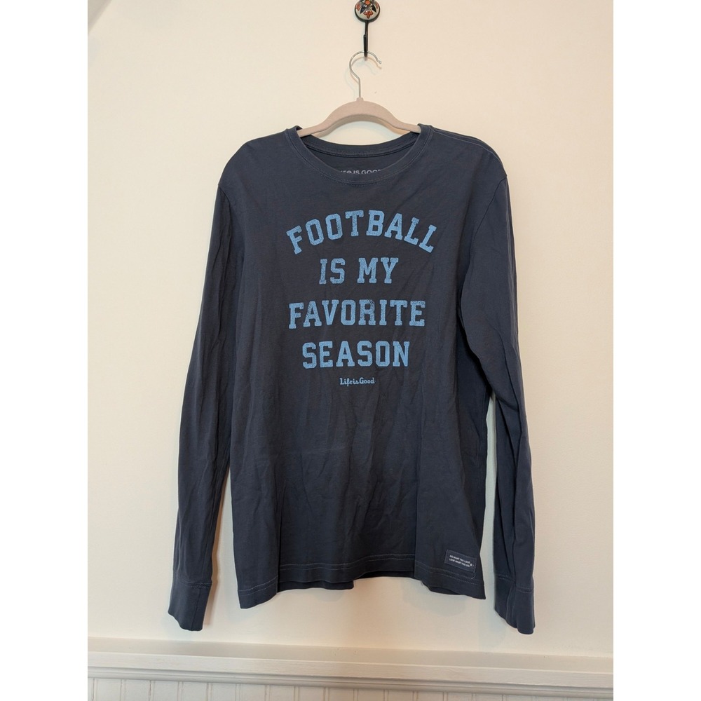 Life is Good Small "Football Is My Favorite Season" Long Sleeve Crusher T-Shirt